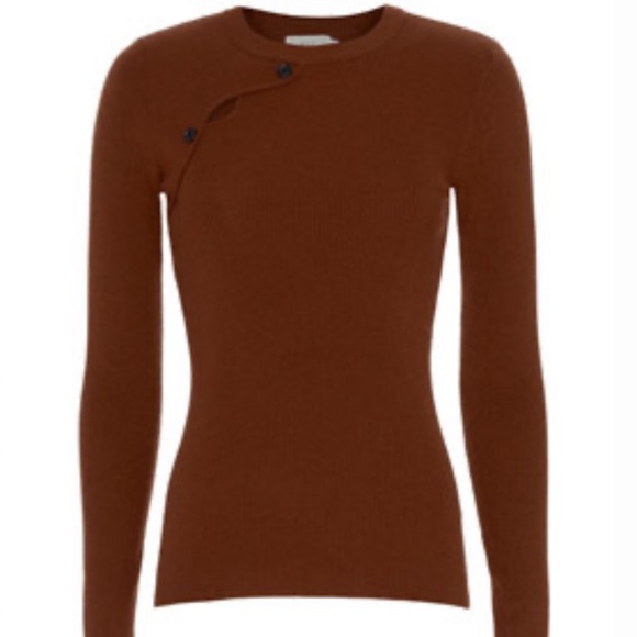 ALC Brown Ribbed Pulloverer Caplan Sweater Shirt Size M - Picture 2 of 9